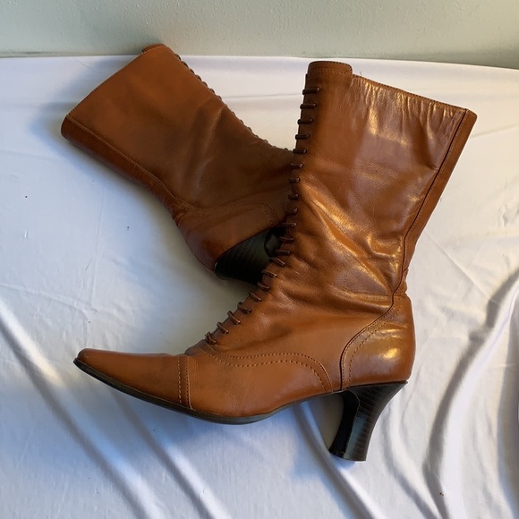 Leather Boots with Three Inch Heel - Picture 10 of 10